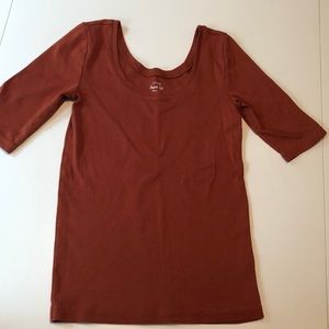 J Crew pumpkin orange small scoop 3/4 sleeve